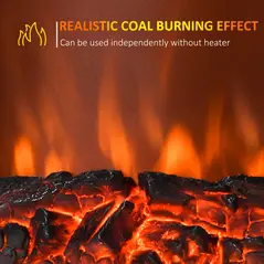 HOMCOM Contemporary Electric Fireplace Coal Burning Flame Effect Inset Fire Place Space Heater Glass View LED Lighting, 1000W/2000W, Golden - 4