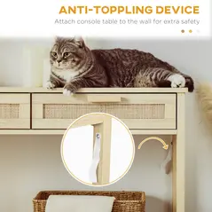 HOMCOM Console Sofa Table Hallway Side Desk with Storage Shelf Drawer for Entryway Living Room Bedroom Natural - 6