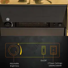 HOMCOM Contemporary Electric Fireplace Coal Burning Flame Effect Inset Fire Place Space Heater Glass View LED Lighting, 1000W/2000W, Golden - 6