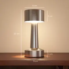 HOMCOM Cordless Table Lamp, Touch LED Desk Lamp with Rechargeable Battery, 3 Colour, for Bedroom Living Room, Silver - 3