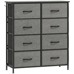 HOMCOM Chest of Eight Fabric Drawers - Charcoal Grey - 1
