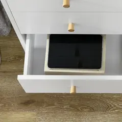 HOMCOM Chest of Drawers, 3-Drawer Storage Organiser Unit with Wood Legs for Bedroom, Living Room, White - 8