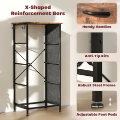 HOMCOM Chest of Four Fabric Drawers - Rustic Brown - 7