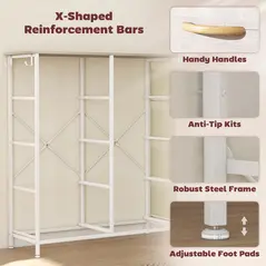 HOMCOM Chest of Eight Fabric Drawers - Natural Wood Finish - 7