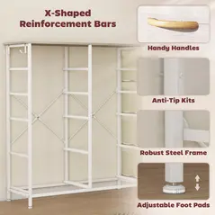 HOMCOM Chest of Ten Fabric Drawers - Natural Wood Finish - 7