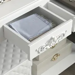 HOMCOM Console Table Modern Sofa Side Desk with Storage Shelves Drawers for Living Room Entryway Bedroom White - 9