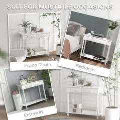 HOMCOM Console Table Modern Sofa Side Desk with Storage Shelves Drawers for Living Room Entryway Bedroom White - 5