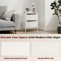 HOMCOM Chest of Drawers, Dresser with 2 Fabric Drawers and Aluminium Handles - White - 8