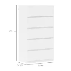 HOMCOM Chest of Drawers, 5-Drawer Storage Cabinets, Modern Dresser, Storage Drawer Unit for Bedroom - 3