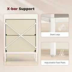 HOMCOM Chest of Drawers, Dresser with 2 Fabric Drawers and Aluminium Handles - White - 7