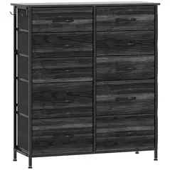HOMCOM Chest of Ten Fabric Drawers - Black - 1