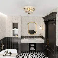 HOMCOM Crystal Chandelier Ceiling Light with 168 Octagonal Beads, Vintage 2-Light Flush Mount Ceiling Light for Living Room, Bedroom, Hallway, Dining Room, Gold Tone - 9