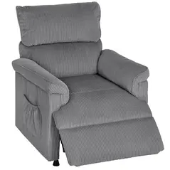 HOMCOM Corduroy Electric Massage Recliner - Grey - 1