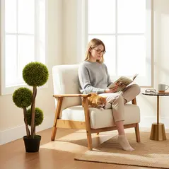 HOMCOM Decorative Artificial Trees Boxwood Ball Topiary Trees Set of 2 in Pot, Fake Plants for Home Indoor Outdoor Decor - 2