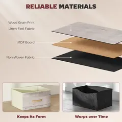 HOMCOM Chest of Four Fabric Drawers - Natural Wood Finish - 6