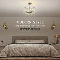 HOMCOM Crystal Ceiling Light Fixture, Semi Flush Mount Modern Crystal Chandelier Ceiling Light for Living Room, Bedroom, Hallway, Dining Room, E14 Base 3-Lights, Bulbs Not Included, Silver Tone - 4