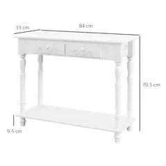 HOMCOM Console Table Modern Sofa Side Desk with Storage Shelves Drawers for Living Room Entryway Bedroom White - 3