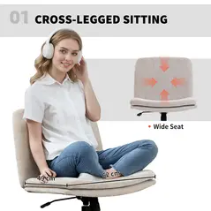 HOMCOM Criss Cross Chair with Wheels, No Arms - Beige - 4