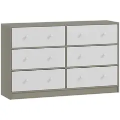 HOMCOM Chest of Drawers, Dresser with 6 Fabric Drawers - White and Grey - 1