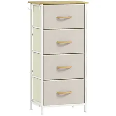 HOMCOM Chest of Four Fabric Drawers - Beige - 1