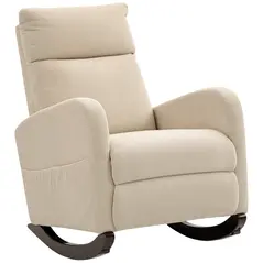 HOMCOM Corduroy Rocking Armchair - Beige - 1