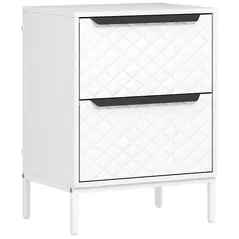HOMCOM Chest of Drawers, Dresser with 2 Fabric Drawers and Aluminium Handles - White - 1