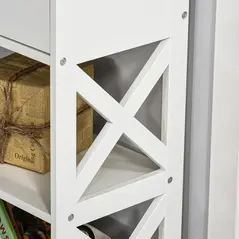 HOMCOM Console Table Side Desk w/ Shelves Drawers Open Top X Support Frame Living Room Hallway Home Office Furniture White - 9