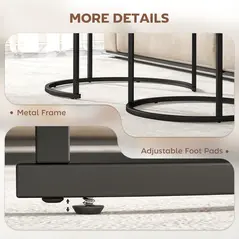 HOMCOM Coffee Table Set of 2, Round Nest of Tables with Metal Frame, Modern Side Tables for Living Room, Rustic Brown - 6