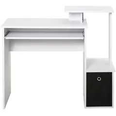 HOMCOM Computer Desk with Sliding Keyboard Tray Storage Drawer Shelf Home Office Workstation White - 8
