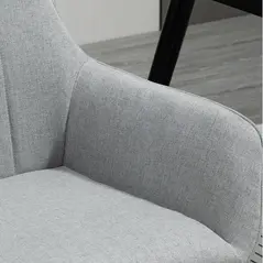 HOMCOM Dining Chairs Set of 4, Upholstered Linen Fabric Kitchen Chairs with Metal Legs for Living Room Dining Room, Light Grey - 9