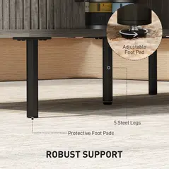 HOMCOM Coffee Table with Storage, Living Room Table with Slatted Tambour Sliding Doors and Foot Pads, Rectangular Coffee Table with Elevated Base for Living Room, Grey Wood-Effect - 7