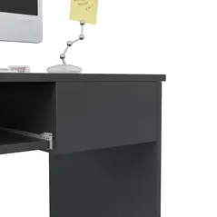 HOMCOM Compact Computer Desk with Keyboard Tray and Drawer, Study Desk, Writing Desk for Home Office, Grey - 9