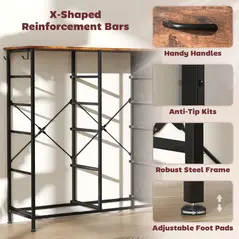 HOMCOM Chest of Ten Fabric Drawers - Rustic Brown - 7