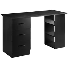 HOMCOM Computer Desk, Home Office Desk, Writing Table, PC Workstation with 3 Storage Shelves and 3 Drawers for Working, Study, 120 x 49 x 72 cm, Black - 1