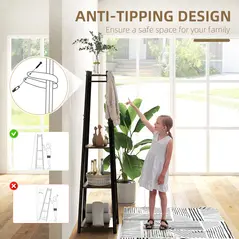 HOMCOM Compact Freestanding Coat Rack -  Black/Brown - 6