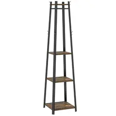HOMCOM Compact Freestanding Coat Rack -  Black/Brown - 1