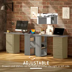 HOMCOM Computer Desk, Home Office Desk, Writing Table, PC Workstation with 3 Storage Shelves and 3 Drawers for Working, Study, 120 x 49 x 72 cm, Grey - 6