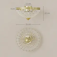 HOMCOM Crystal Chandelier Ceiling Light with 168 Octagonal Beads, Vintage 2-Light Flush Mount Ceiling Light for Living Room, Bedroom, Hallway, Dining Room, Gold Tone - 3