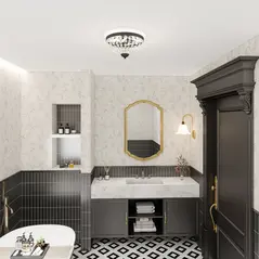 HOMCOM Crystal Chandelier Ceiling Light with 168 Octagonal Beads, Vintage 2-Light Flush Mount Ceiling Light for Living Room, Bedroom, Hallway, Dining Room, Black - 9