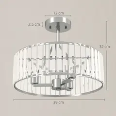 HOMCOM Crystal Ceiling Light Fixture, Semi Flush Mount Modern Crystal Chandelier Ceiling Light for Living Room, Bedroom, Hallway, Dining Room, E14 Base 3-Lights, Bulbs Not Included, Silver Tone - 3