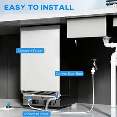 HOMCOM Commercial Ice Maker Machine, Freestanding Stainless Steel Ice Machine with Self-Cleaning, LCD Display, 45kg/24 Hours and 11kg Storage for Home, Office, Bar, Restaurant - 7