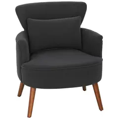 HOMCOM Corduroy Retro Accent Chair - Black - 1