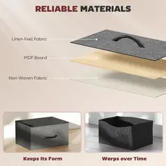 HOMCOM Chest of Four Fabric Drawers - Charcoal Grey - 6