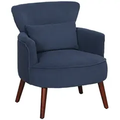 HOMCOM Corduroy Retro Accent Chair - Blue - 1