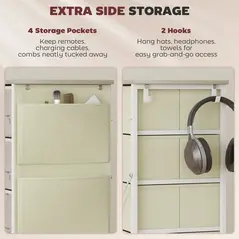 HOMCOM Chest of Five Fabric Drawers - Natural Wood Finish - 5