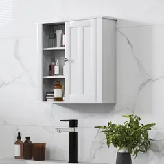 HOMCOM Clean and Simple Bathroom Storage Cabinet - White - 9