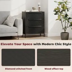 HOMCOM Chest of Drawers, Dresser with 3 Fabric Drawers and Aluminium Handles - Black - 8