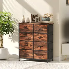 HOMCOM Chest of Eight Fabric Drawers - Rustic Brown - 9