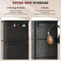 HOMCOM Chest of Four Fabric Drawers - Charcoal Grey - 5