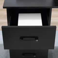 HOMCOM Computer Desk, Home Office Desk, Writing Table, PC Workstation with 3 Storage Shelves and 3 Drawers for Working, Study, 120 x 49 x 72 cm, Black - 9